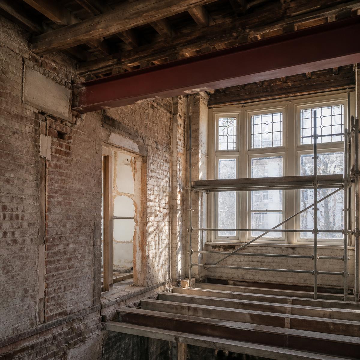 Buitenruimte in aanleg met bestrating en grondwerk.